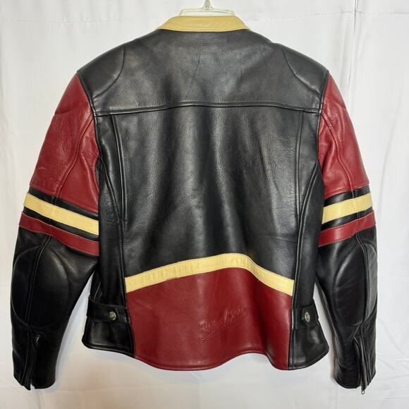 Flying Biker Oakwood Leather Motorcycle Jacket Women L Black Red Thinsulate - Picture 2 of 16